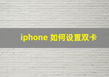 iphone 如何设置双卡